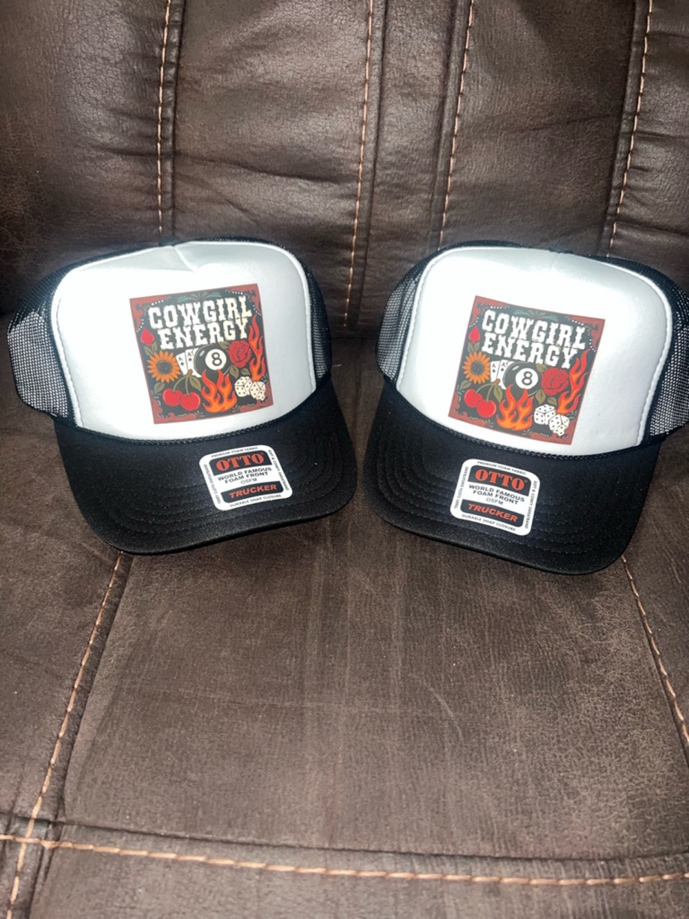 Cowgirl Energy Trucker Hat - White & Black
